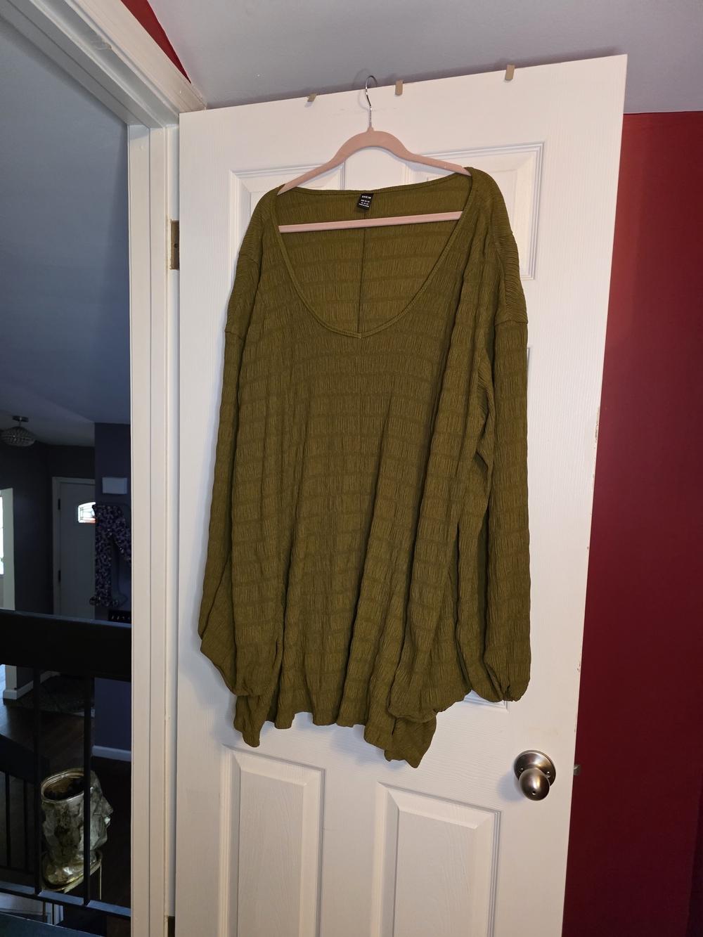 SHEIN Olive Green Textured Knit Top